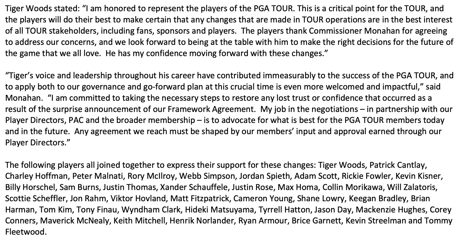 Tiger Woods officially breaks silence over PGA Tour's deal with LIV's backers