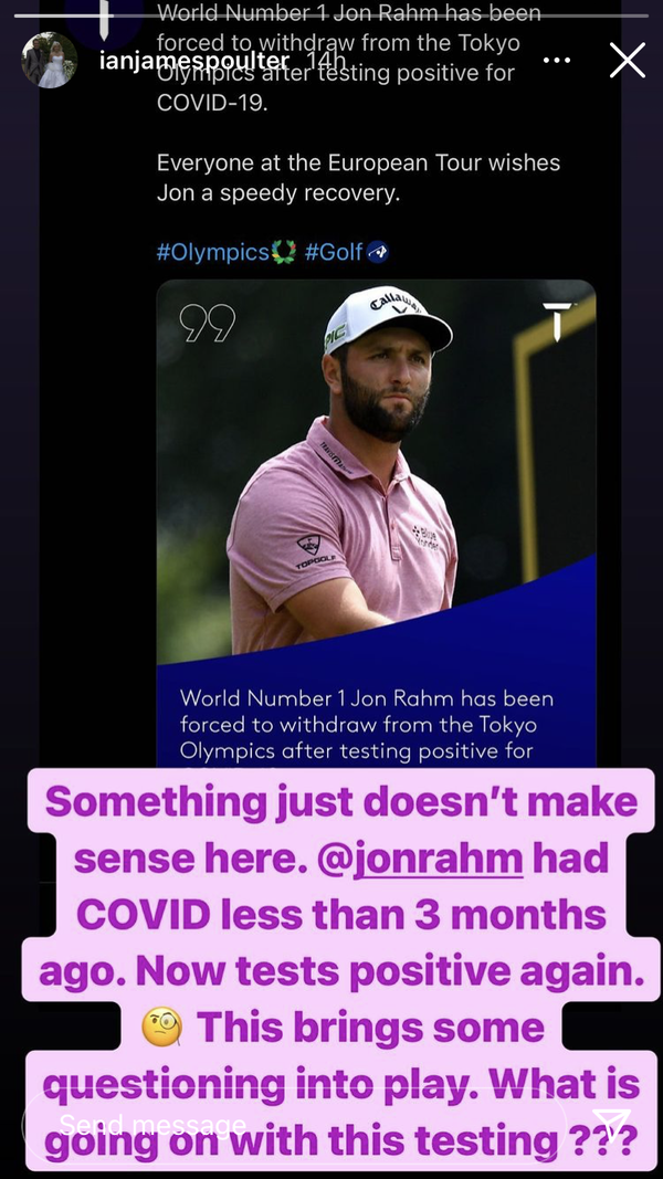 Ian Poulter BAFFLED over Jon Rahm testing positive for Covid again