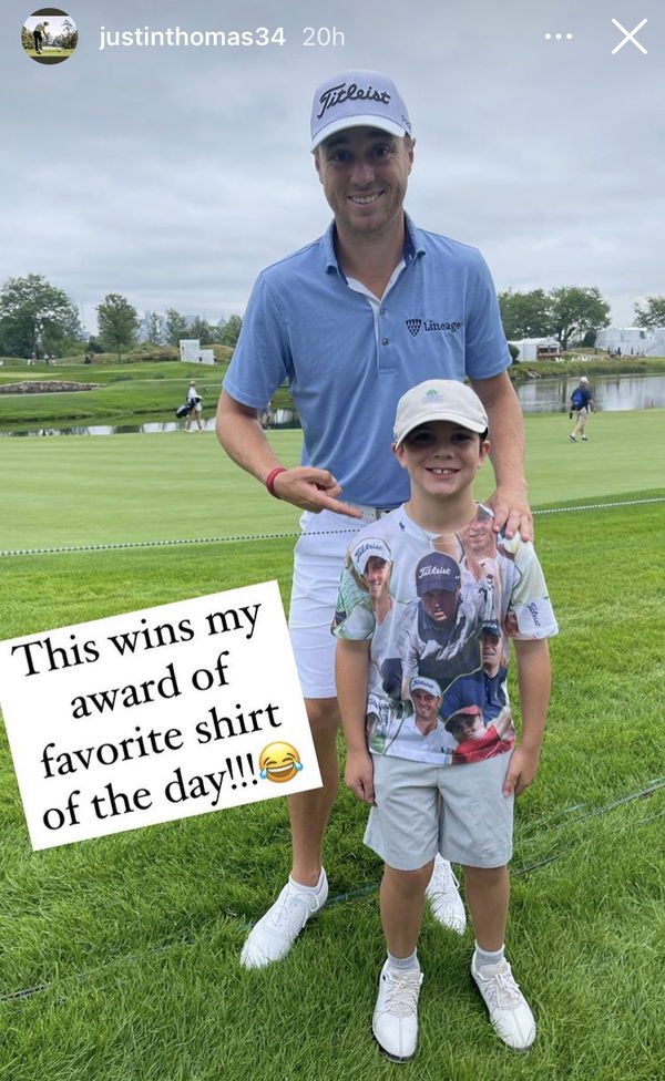 Justin Thomas gives little fan HIS GOLF SHOES at the Northern Trust!