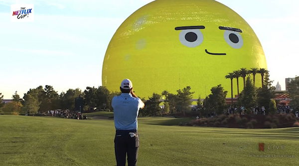 Carlos Sainz breaks the Netflix Cup in celebration with Justin Thomas