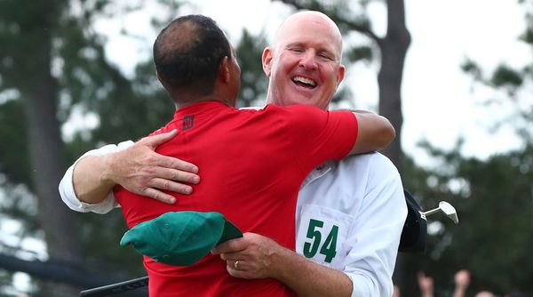 Tiger Woods' caddie on the bag of Patrick Cantlay at the Northern Trust