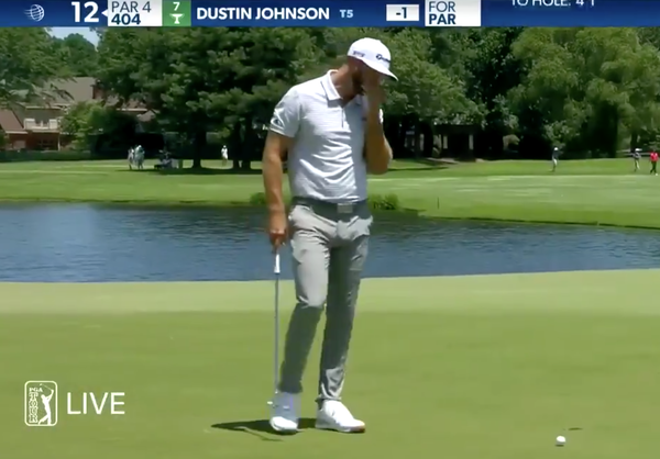 Dustin Johnson three putts from four feet at the WGC FedEx St Jude Inviational