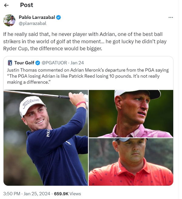 Tour pro mocked after being duped by Justin Thomas 'dig' at Patrick Reed