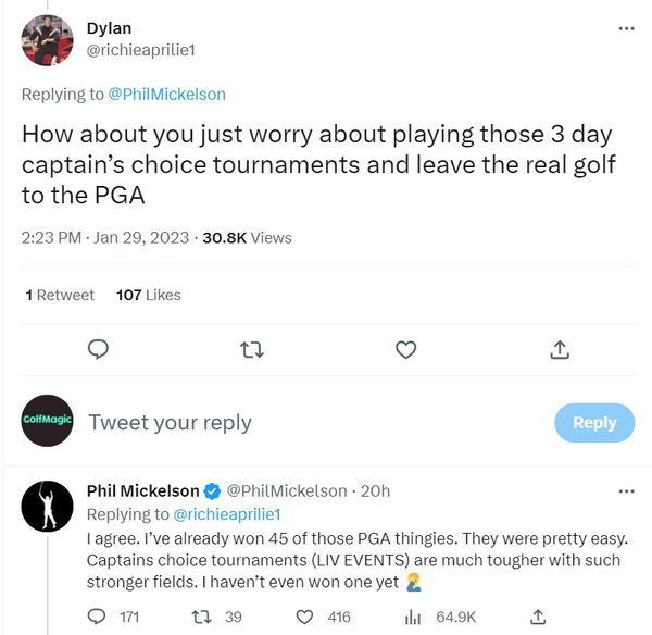 Choking in majors? Rory? LIV? Lefty's latest social media activity is WILD