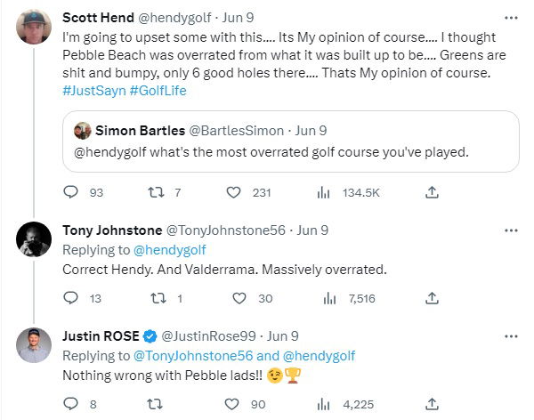 Justin Rose responds to tour pro who labelled greens at Pebble Beach 's***'